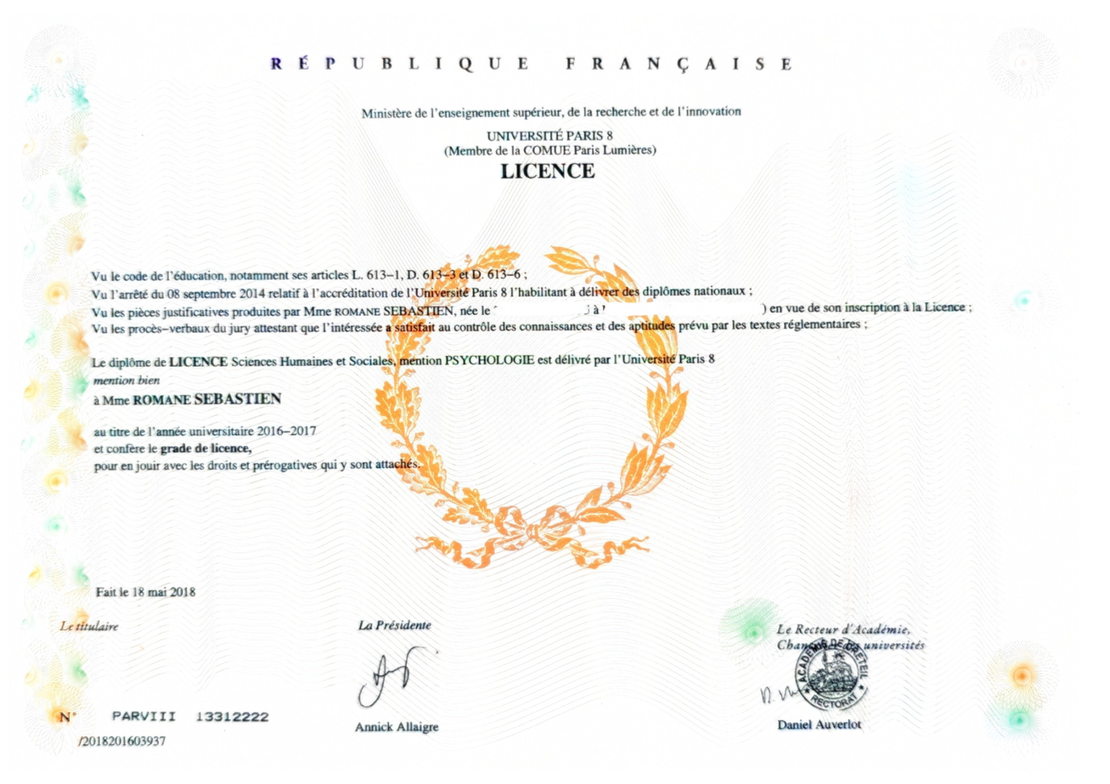 Diplôme psychologie